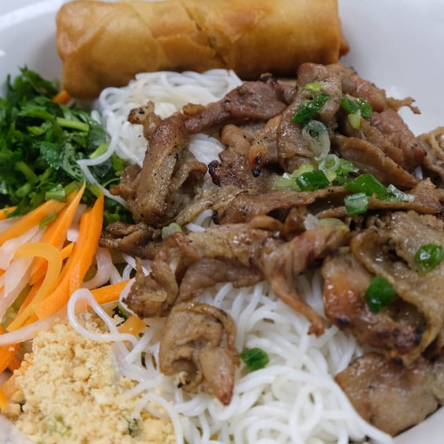 Grilled Pork & Egg Roll Bowl.